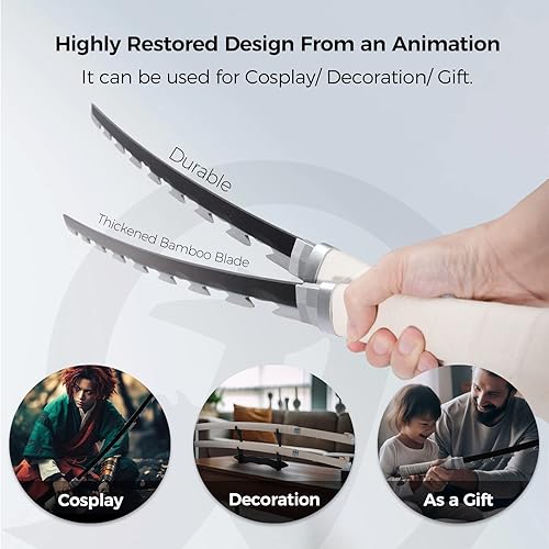 Vista 62 de Cold Blade Demon Katana - Réplica de anime de 41 pulgadas con cinturón y soporte, espada duradera perfecta para cosplay, espada Nichirin con diseño