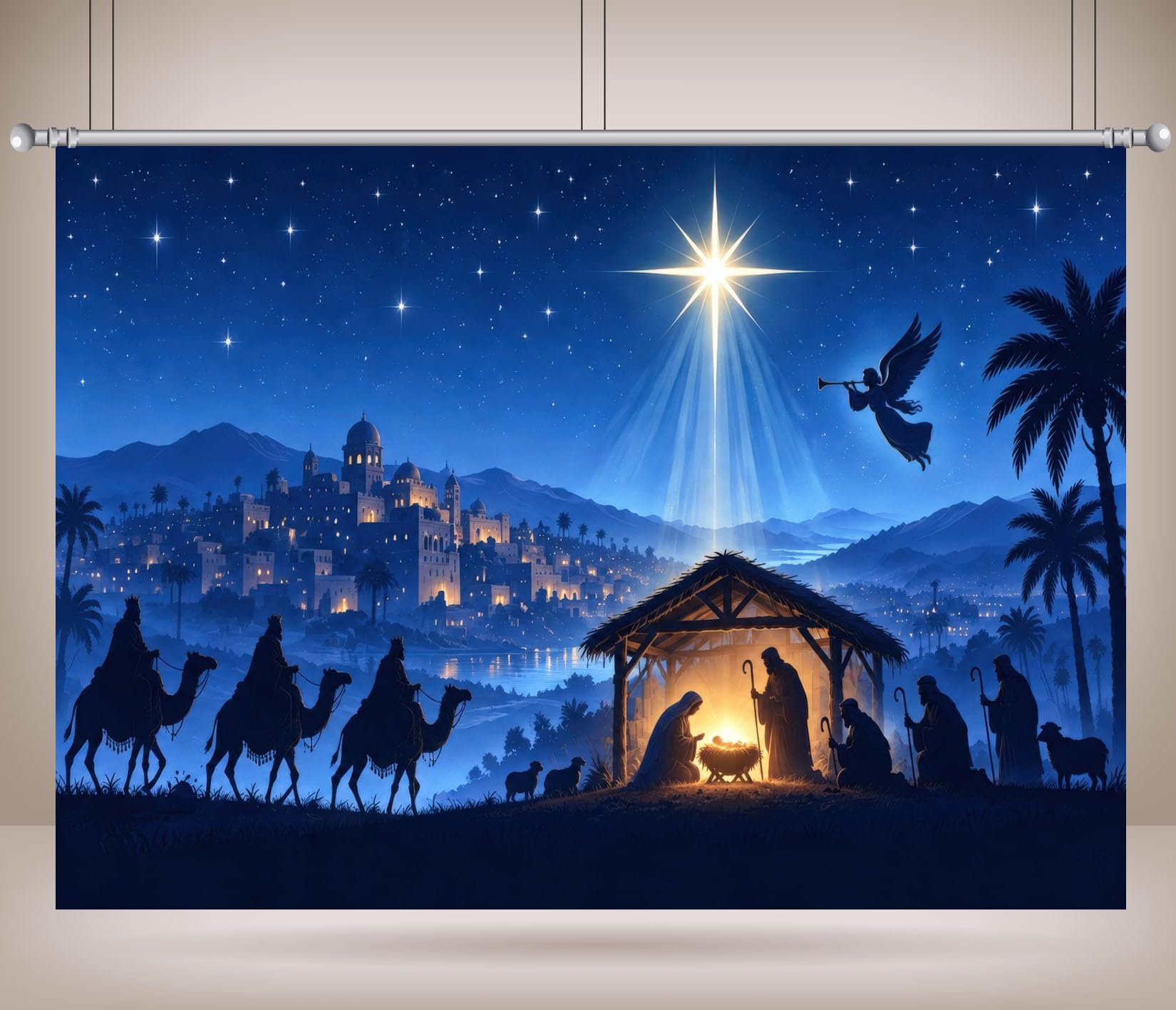 12x8FT (3.6x2.5m) Angelo Sopra Il Presepe Sfondo Fotografico