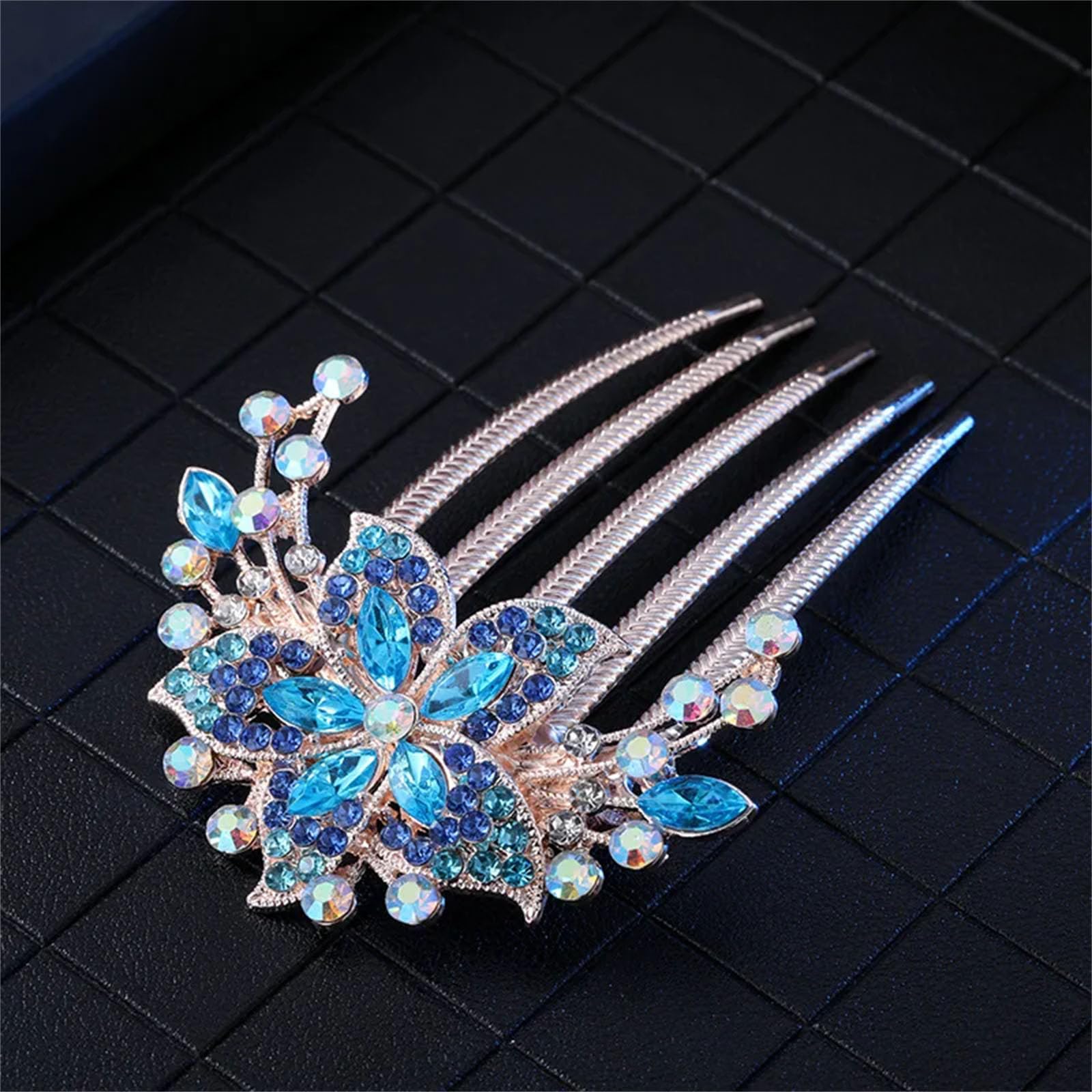 Haarspangen für Damen, Strasssteine, Kristalle, fünfzackige Kämme, Pferdeschwanz, Haarschmuck (A)