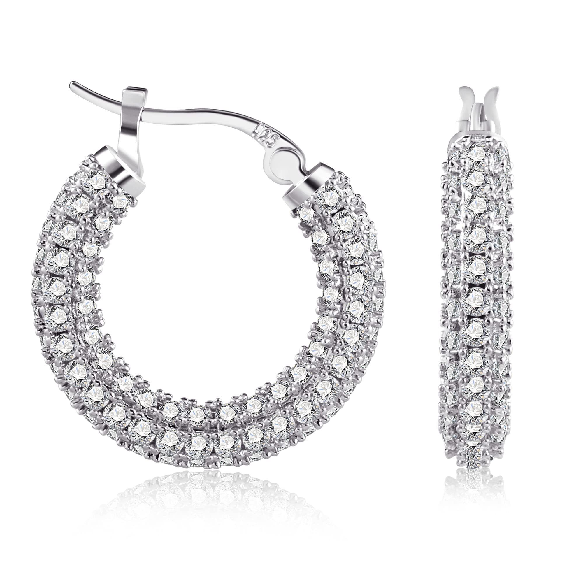 ASH'S CHOICEHoop Earrings for Women, 925 Sterling Silver Hoop Earring mit AAA+ Zircon Diamond Rhinestones Earrings, Small Cartilage Huggies Hoop Earring Shiny Cute Twist Oval Hoop Earrings for Women