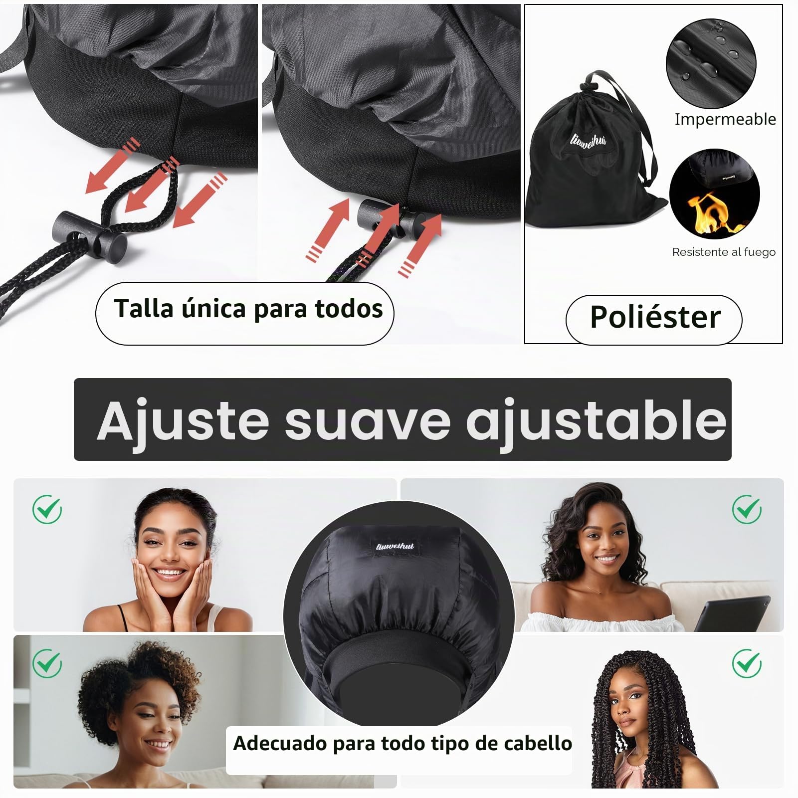 Secador de pelo con capucha, difusor de pelo ideal para cabello rizado, tu solución definitiva - Gorro de secado de gran capacidad para un peinado rápido de rizos