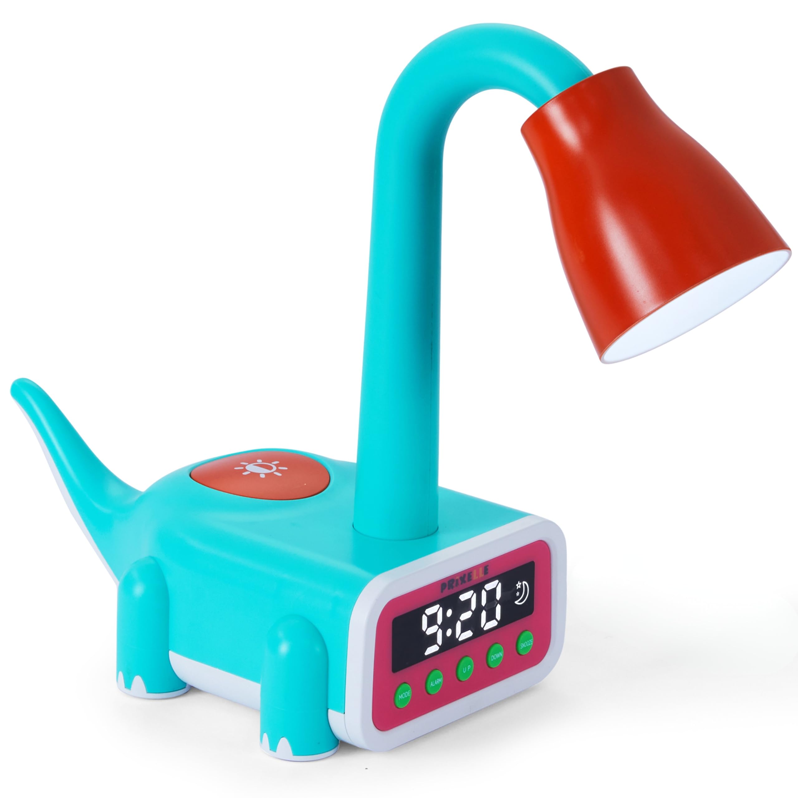 Budzik dziecięcy Kronosaur - edukacyjny budzik dla dzieci dzień/noc, budzik świetlny i lampka nocna dinozaur, budzik vintage i retro diplodocus budzik dla dzieci dziewczyna/chłopiec