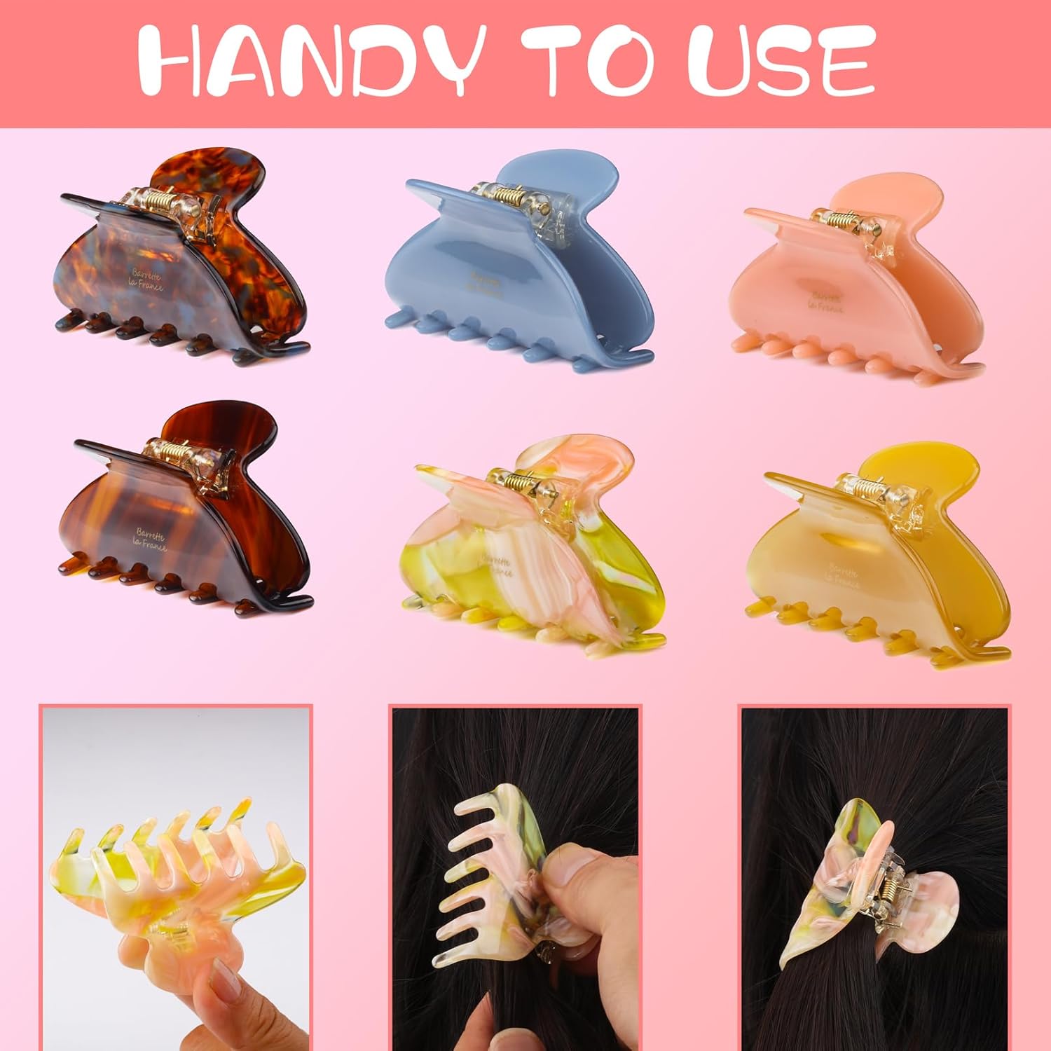6 Pack Hair Claw Clips - Medium Tortoise Hair Clips Hair Clamps Barrettes Colorful Clips Hair Accessories for Women Girls - Image 4