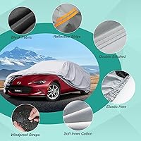 Vista 6 de Funda para coche de 6 capas pequeña para cupé deportivo impermeable para todo tipo de clima, cubierta exterior completa resistente adecuada