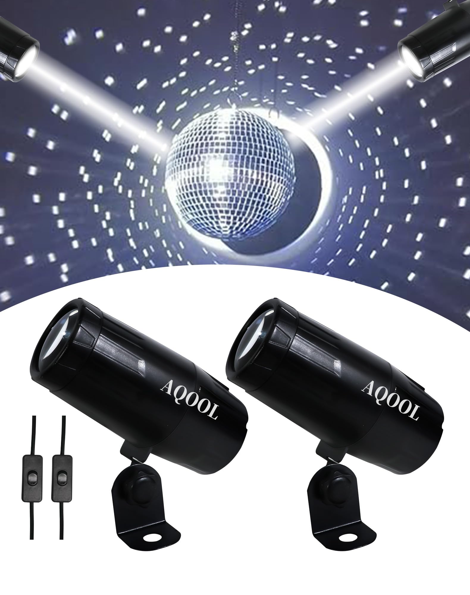 Photo 1 of AQOOL Disco Ball Spotlight - 2 Pack White LED Pinspots