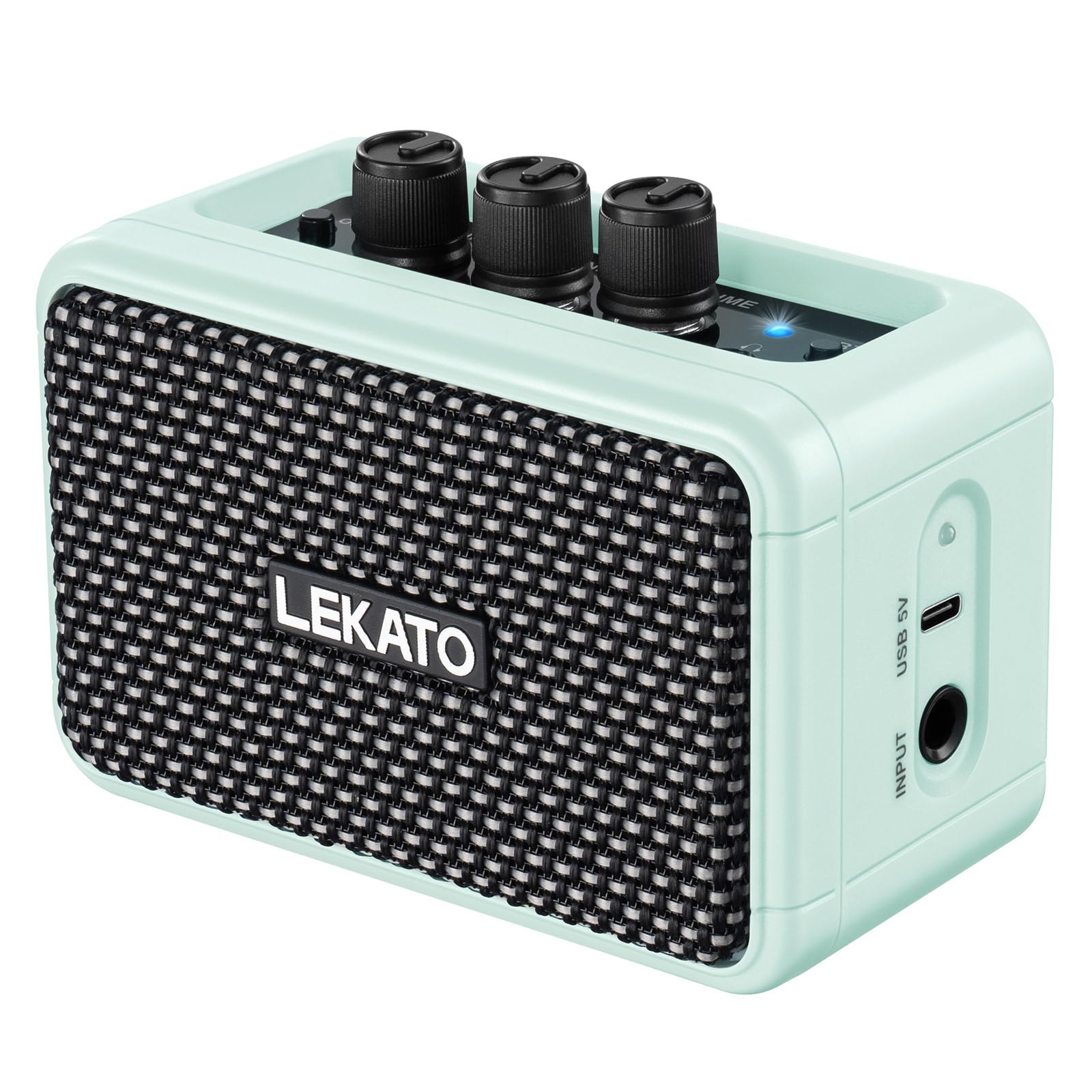 LEKATO 5W Mini amplificatore per chitarra, amplificatore elettrico ricaricabile con effetti Clean/Overdrive, Bluetooth 5.0 portatile (Blu)