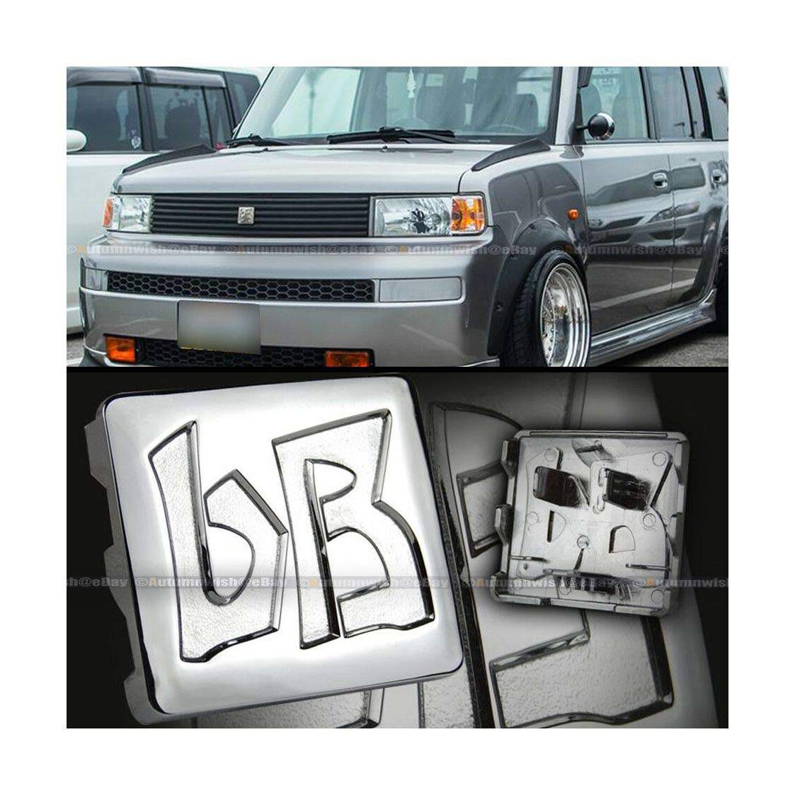 for 03 04 05 06 07 Scionn xB JDMm bB Hood Grille Chrome Finish Logo Badge Emblemm