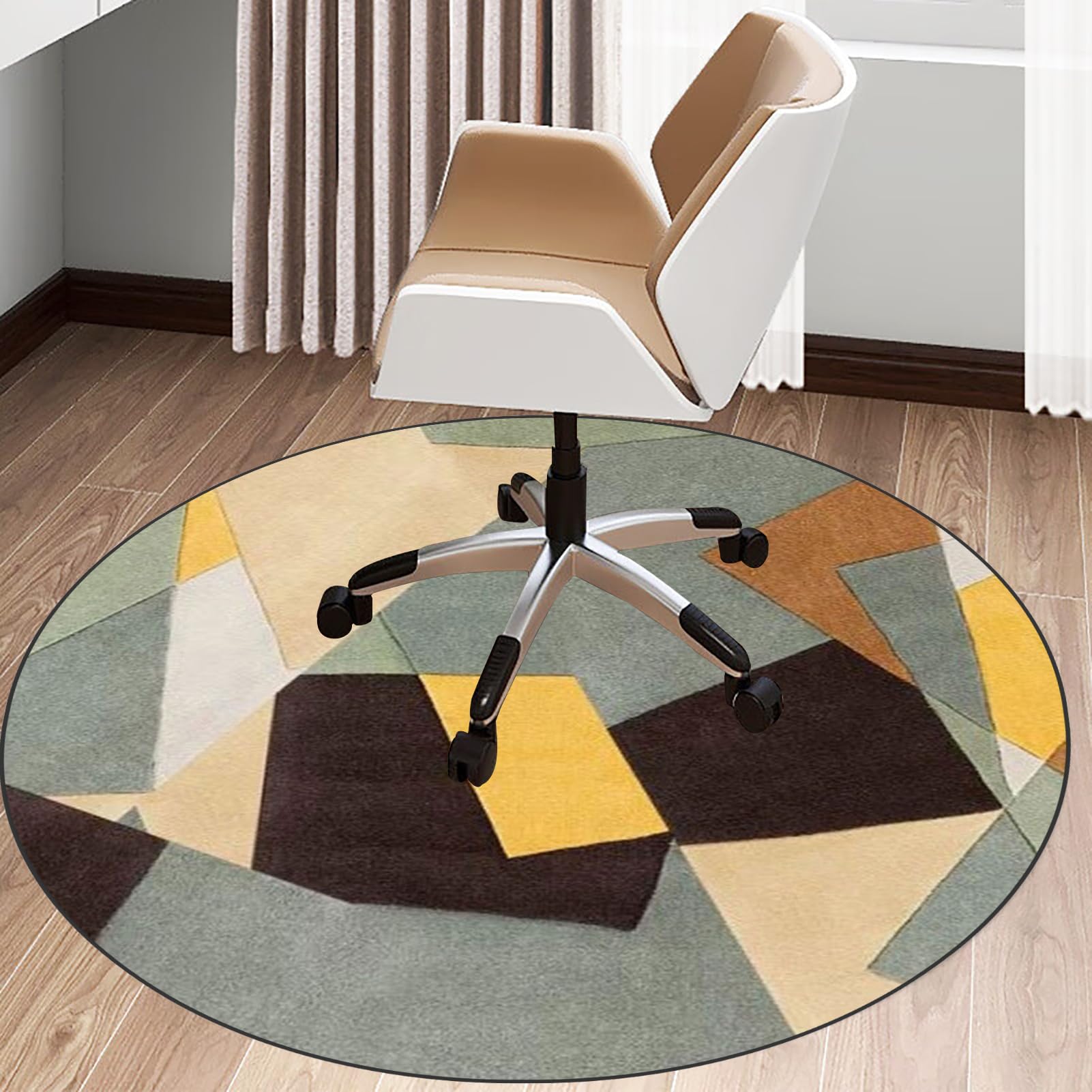 KQIEJUY Office Gaming Chair Mat for Carpet, Heavy Duty Office Chair Mats 80 cm(31.50") for Hardwood Floor, Floor Protectors for Rolling Chairs, Desk Chair Mat for Carpeted Floors, Round Protector Rug