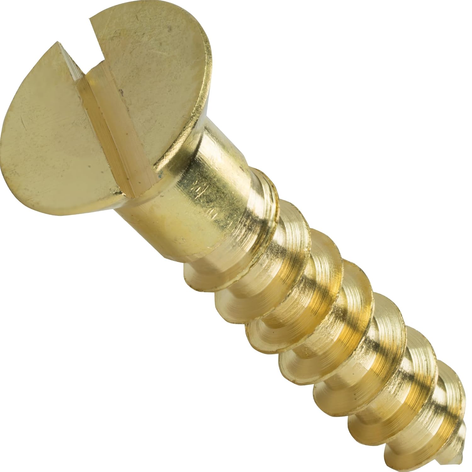 #8 x 1-1/4" Tornillo de Madera de Latón Macizo, Cabeza Plana, Sistema Slotted, Paquete de 50 Piezas miniatura 1