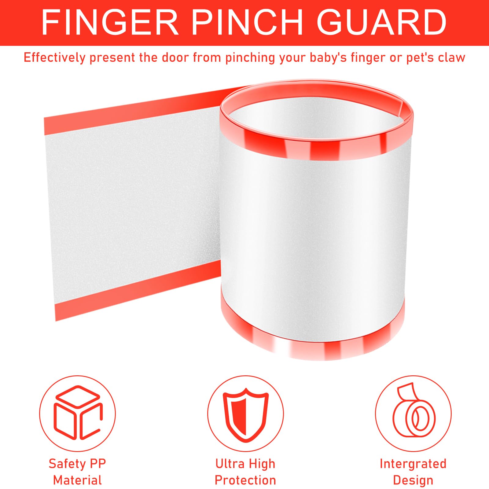 Lot de 4 protections anti-pincement de doigts pour enfants - 17 x 120 cm - Protection anti-pincement de porte - En plastique - Protection anti-pincement des doigts - Pour maternelle, salle de classe