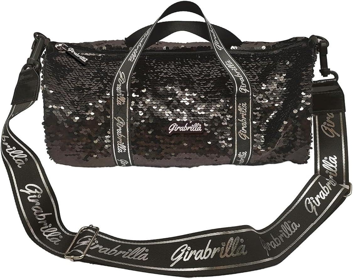 Sports bag, black, sports bag with reversible sequins