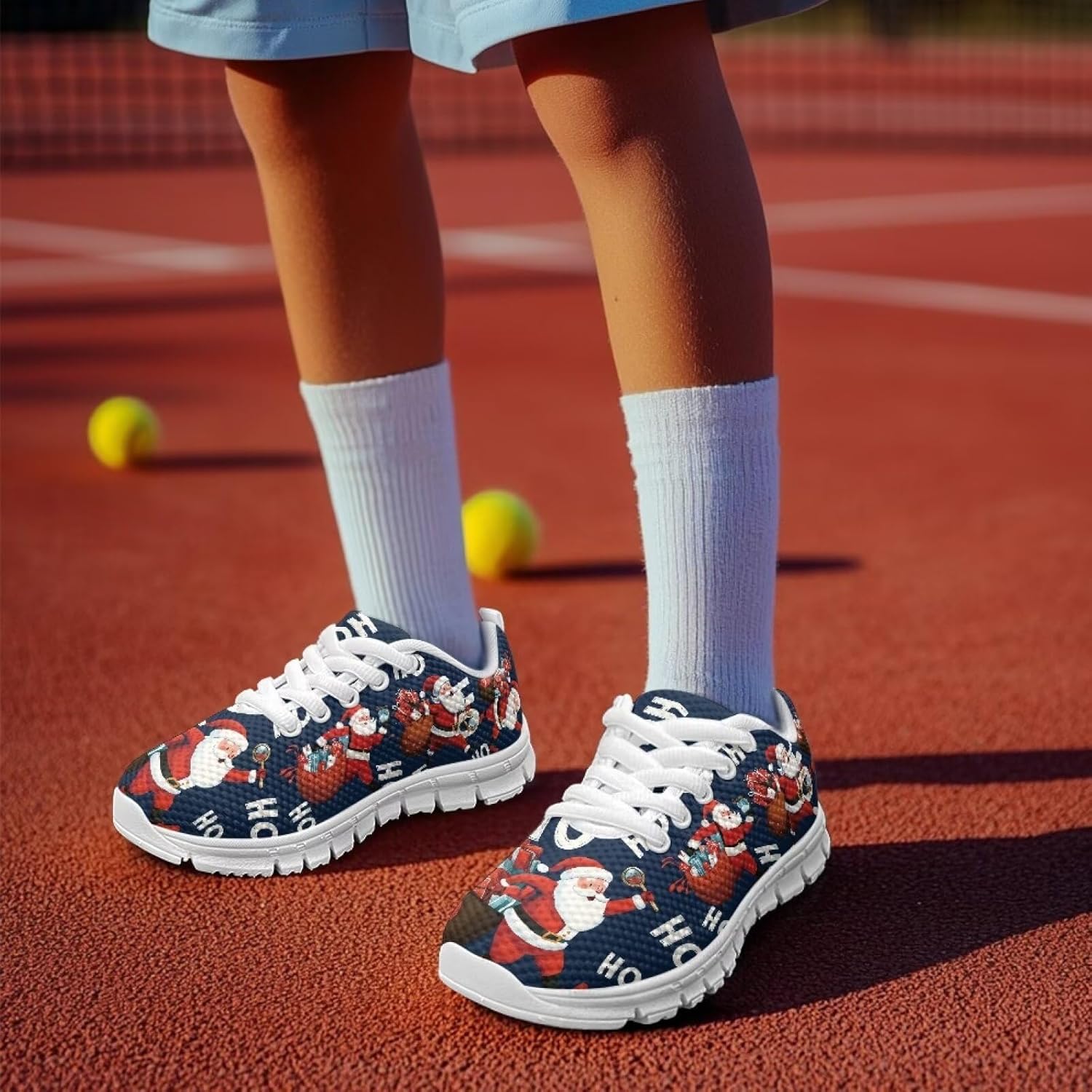 Christmas Sneakers for Boys Girls Lightweight Sports Tennis Shoes Non Slip Breathable Mesh Athletic Running Shoes Comfort Casual Shoes