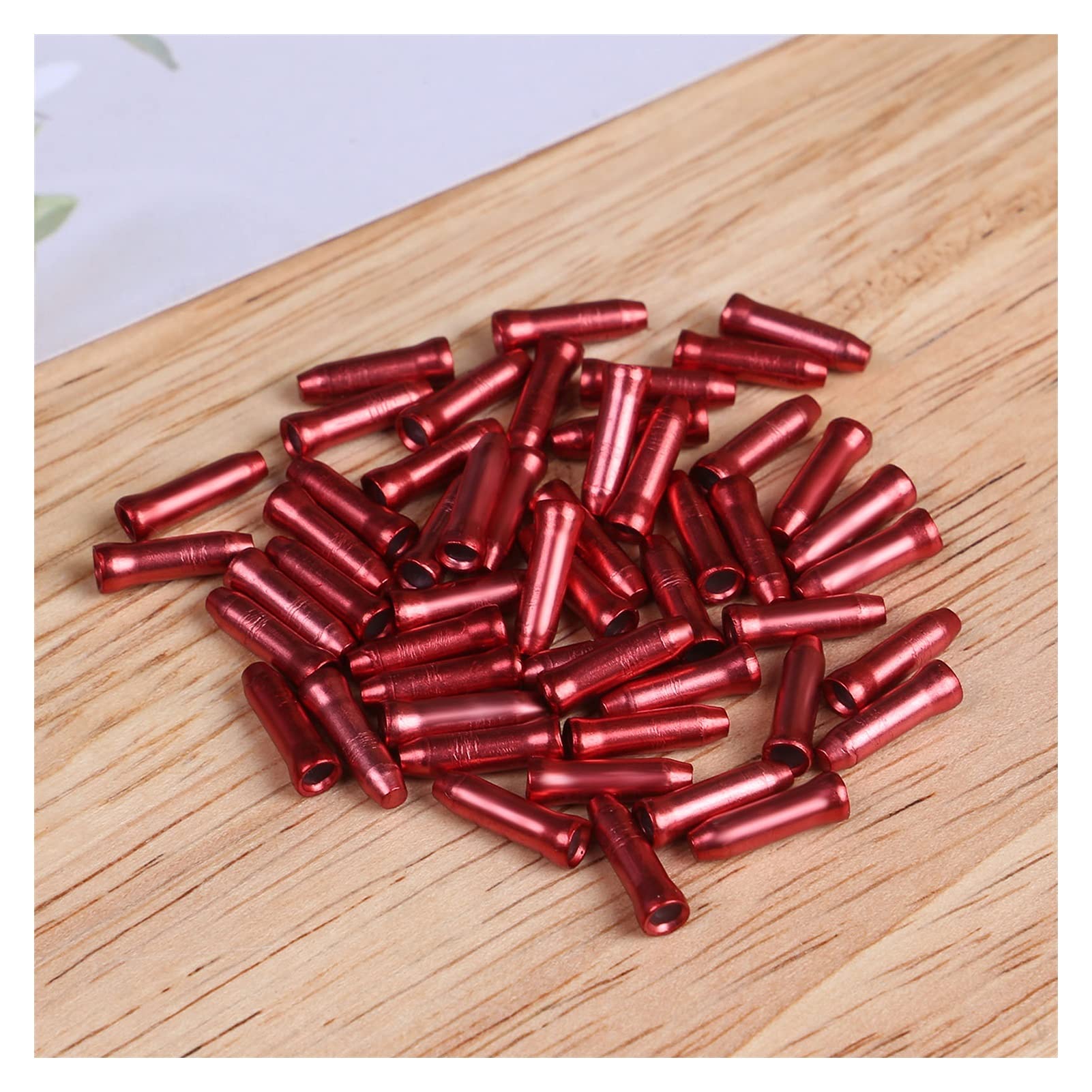 KEXYOAN Bike Cable End Caps 50 Pcs/lot Bicycle Brake Shifter Aluminum Inner Tips Crimps Cycle Cycling Parts Derailleur Shift Cables(Wine Red)