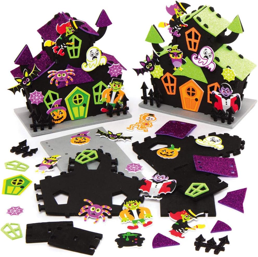 Baker Ross AX257 Halloween Haunted House Craft Kits - Pack of 2, for Halloween Decorations, Arts and Crafts, Gifts and Party Activities