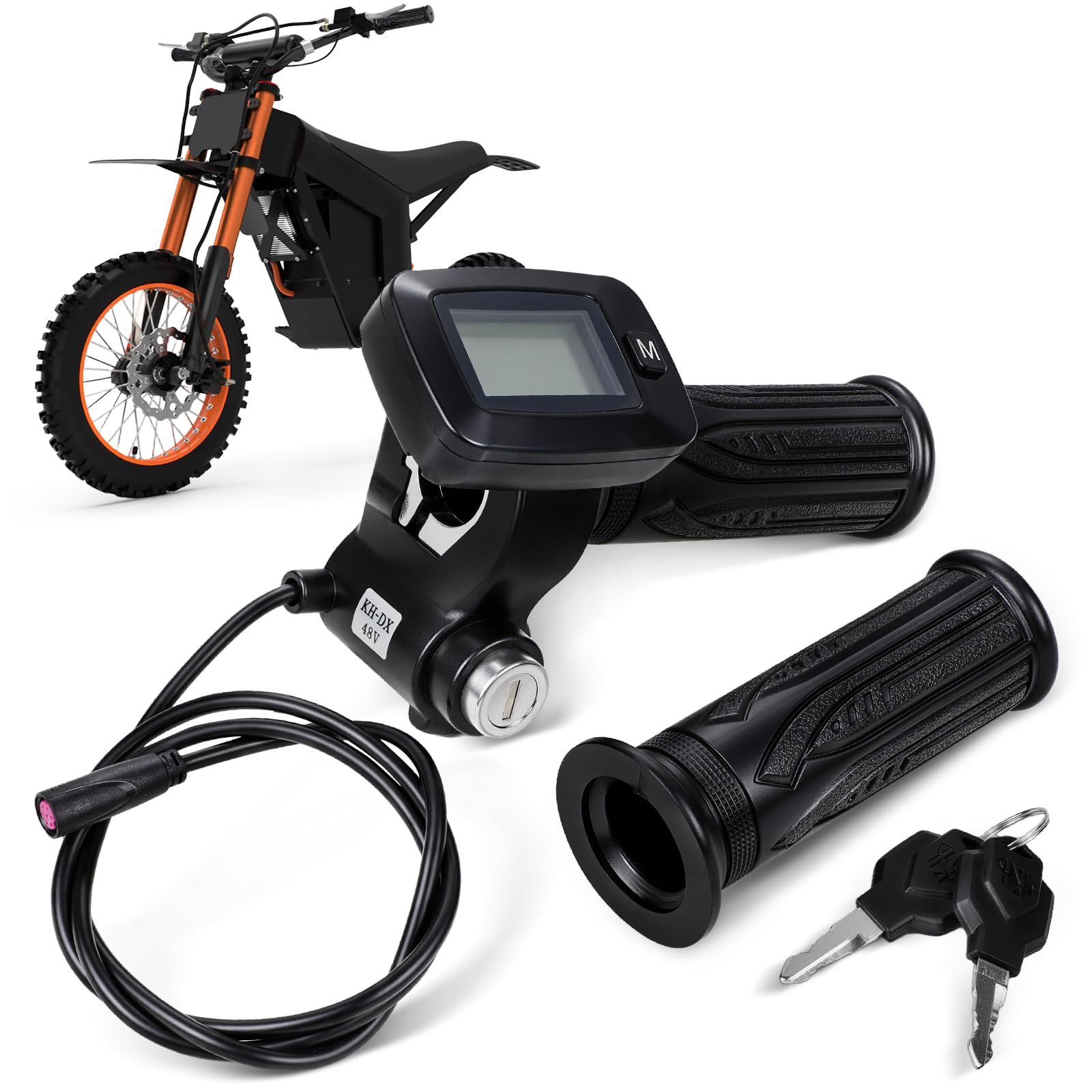 AnXin Poignée D'ccélérateur pour Moto Tout-Terrain électrique Tutto Tutti Soleil 01 Avec 2 Touches Compteur de Vitesse et Affichage de l'accélération-Contrôle D'accélération Fluide