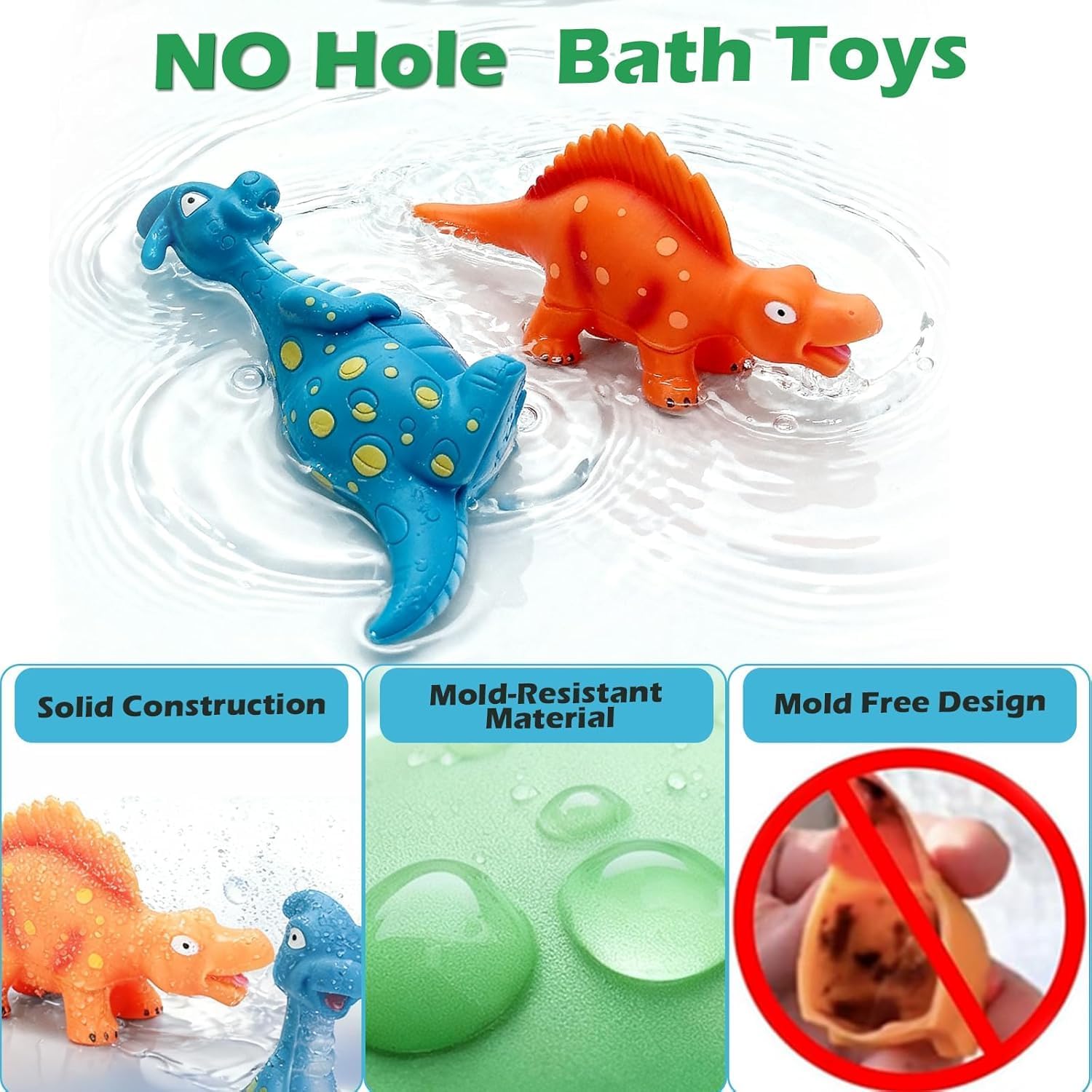 Color Changing Dinosaur Bath Toys: No Hole Mold Free Bath Toys for Kids Ages 3-5 & 4-8 | Magic Water Activated Bathtub Dino Play Set for Toddler Boys Girls