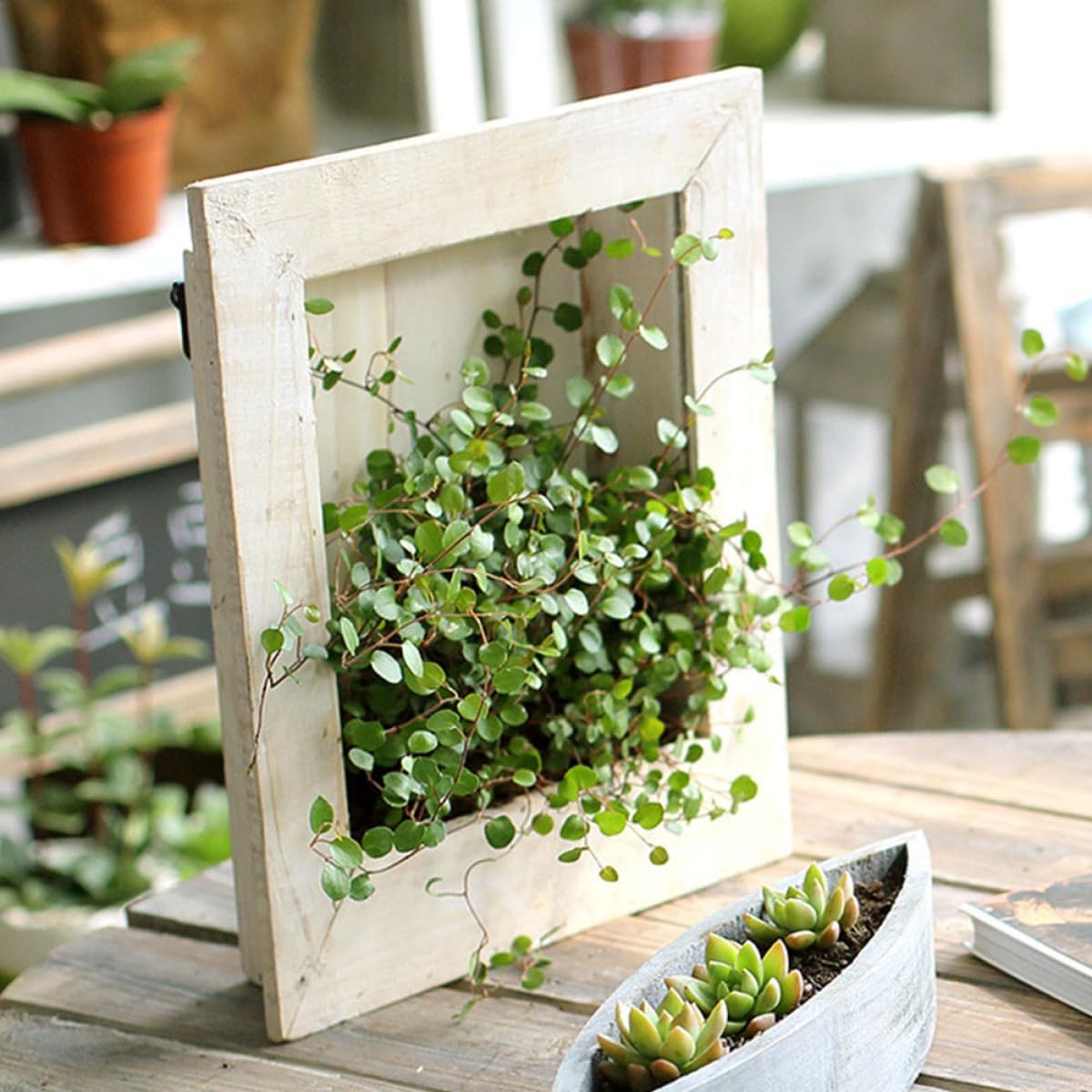 実木製壁掛け花鉢 フラワーバスケット 壁飾り インテリア用レトロプランター 贈り物にも