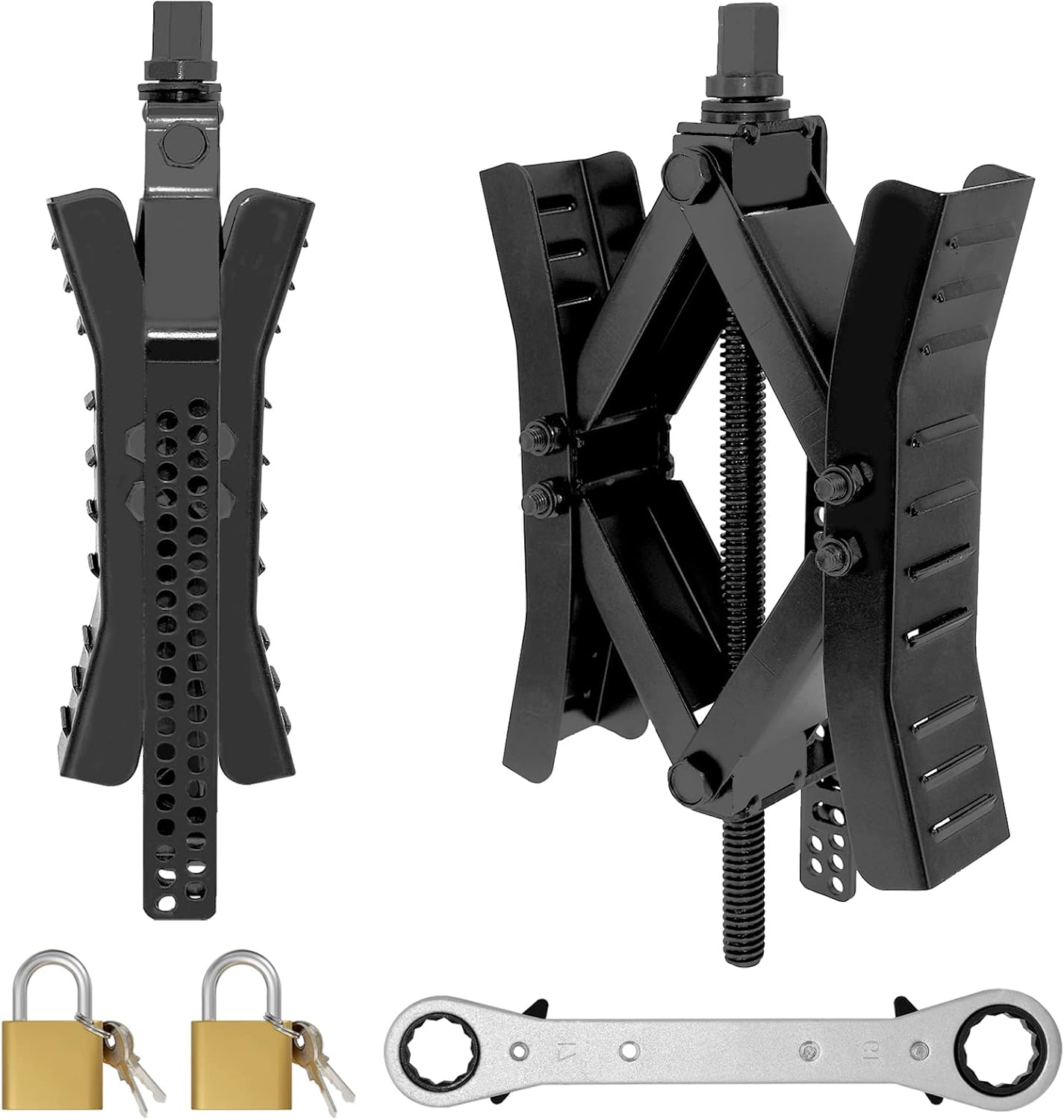 Miady RV Wheel Chock 2 Sets, Heavy Duty X Shaped Camper Wheel Chock Stabilizer for RV Travel Trailer Tires