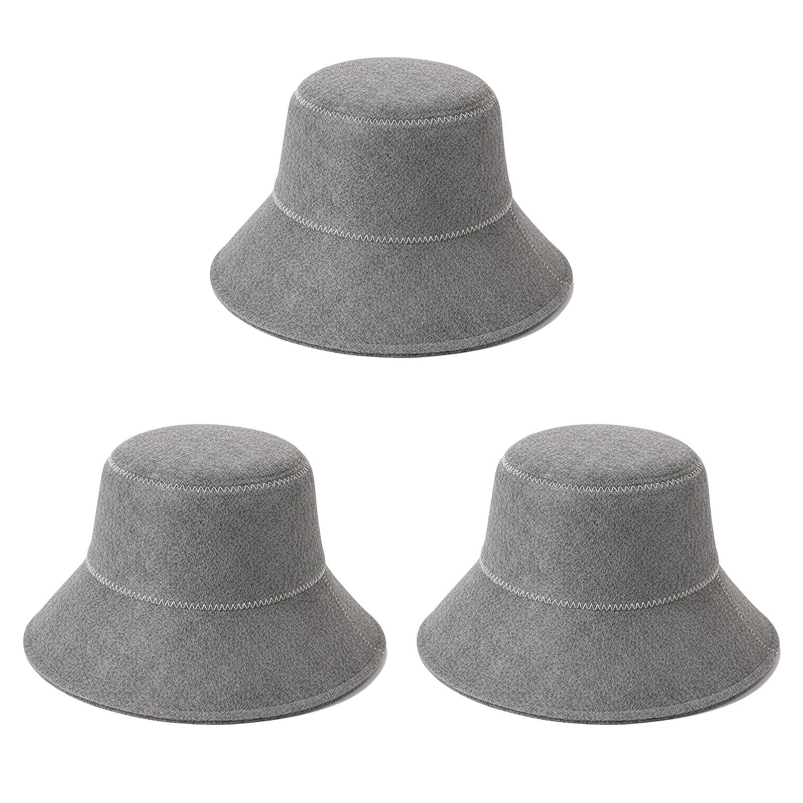 YcsRnn 3Pcs Sauna Hat, Grey Wool Felt Hat, Sauna Hats for Women & Men,Heat Protection Cap for Steam Rooms and Home Saunas, Steam Room Essential Parts,Simple Natural Stylish Appearance Bucket Cap