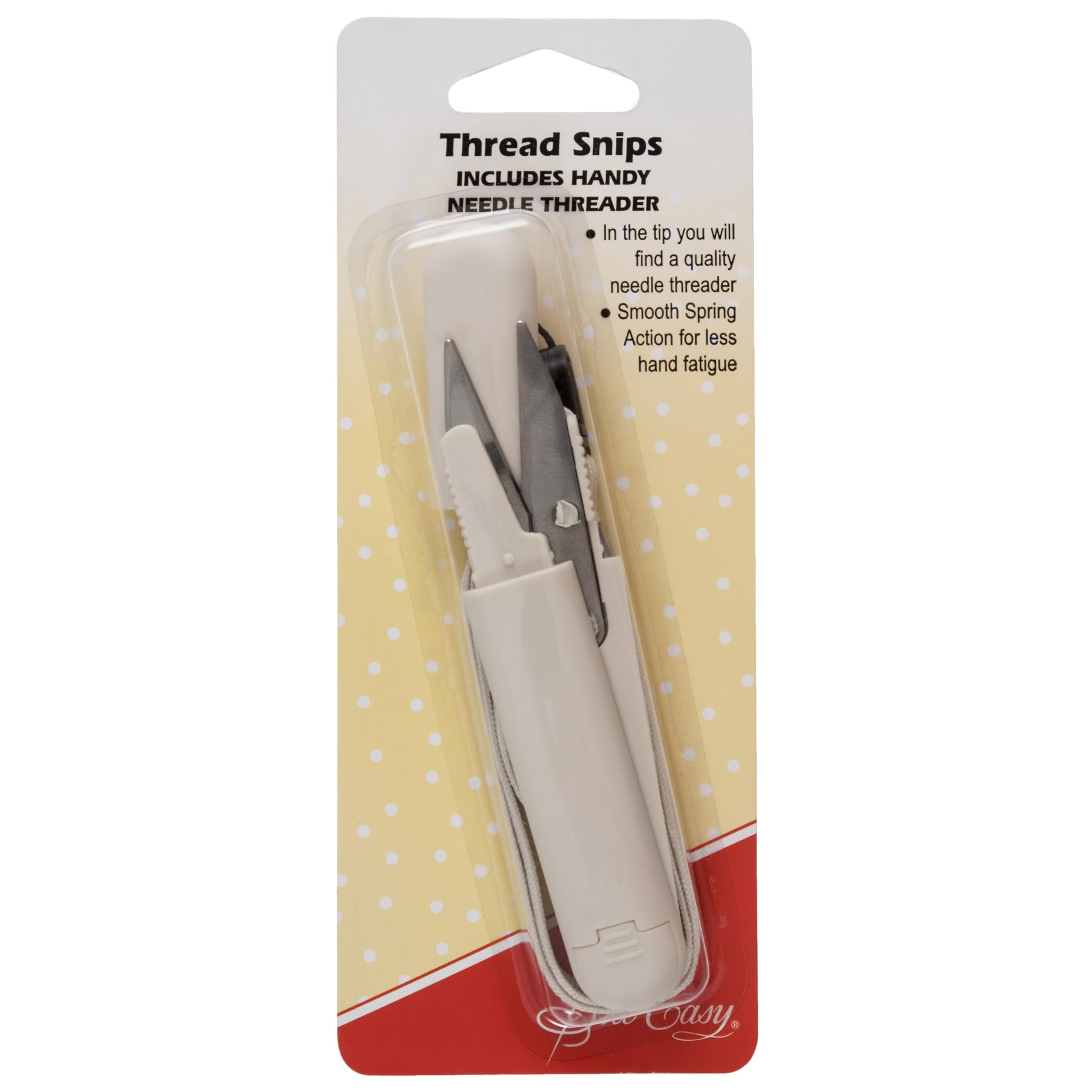 Sew Easy Thread Snips – Yarn Cutter with Needle Threader & Lanyard, Spring Loaded Easy Use