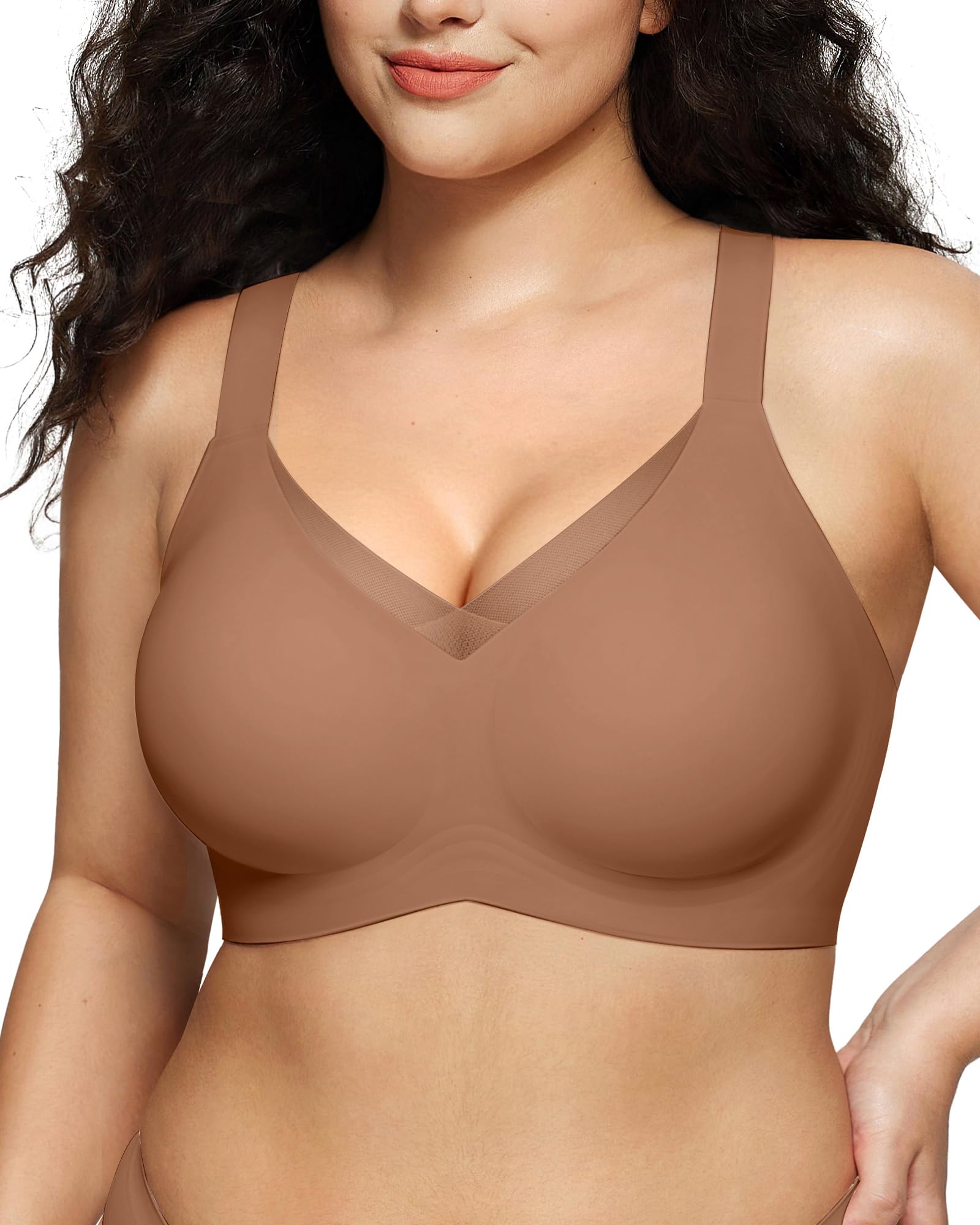 LetsJoli Lace V Seamless Bras for Women No Underwire Bralettes Push Up Wireless Supportive Full Coverage Everyday Bras