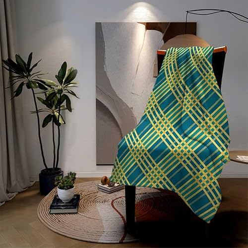 Miniatura 3 de Manta suave a cuadros azules y amarillos Cobijas para El Frio sofá, cama, sofá, silla, 40 x 50 pulgadas