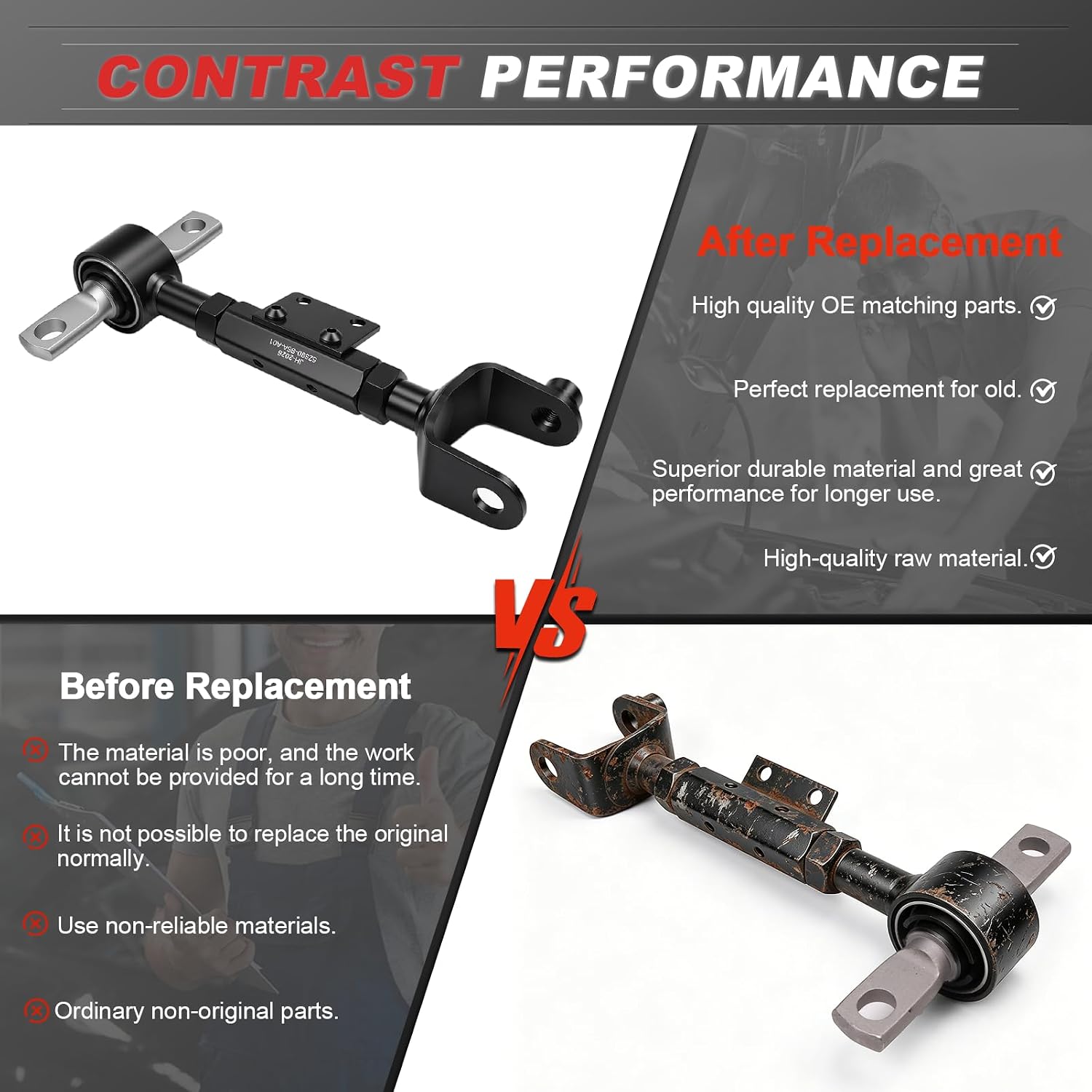 Rear Adjustable Camber Control Arm Suspension Alignment Kit Compatible with 2001-2005 Civic, 2001-2005 RSX EL Rear Top Suspension Control Arm (Pair Left & Right) Replace 52390-S5A-A01