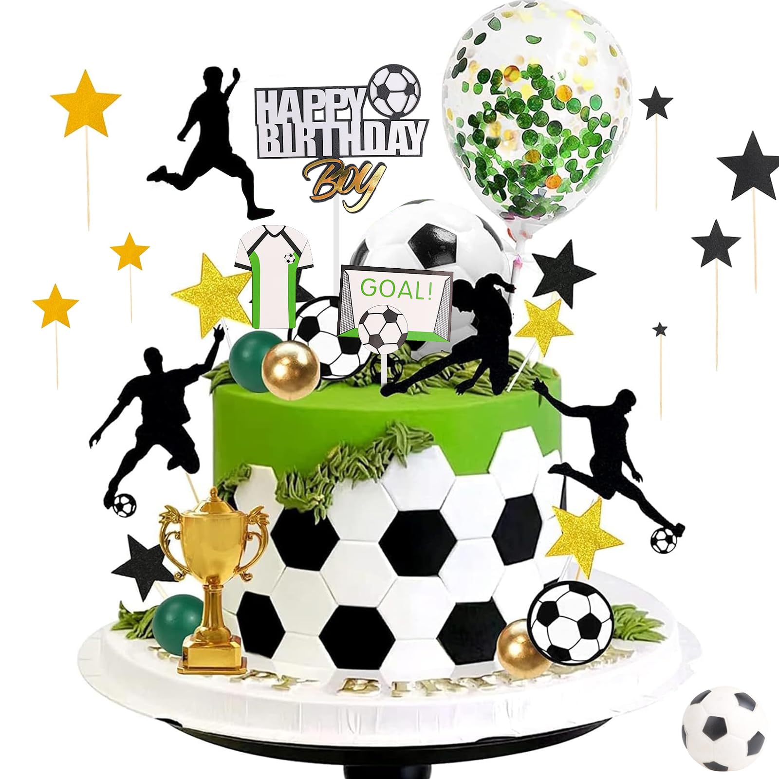 KAYEF 26 pieces decoracion tarta futbol, topper feliz cumpleaños futbol, football birthday hat cake hat birthday, football cake decorations character cake hat boy birthday party
