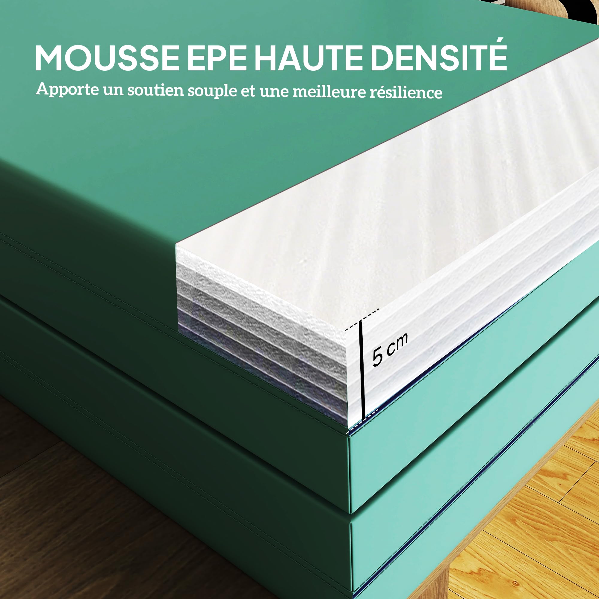 SPORTNOW Tapis de Gymnastique Pliable Épais 180 x 60 x 5 cm Vert et Violet | Avec Poignée, Tapis de Sol pour Yoga, MMA, Sport, Fitness, Pilates, Revêtement Synthétique