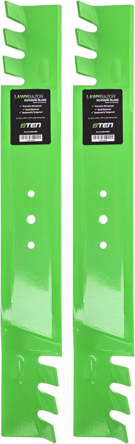 8TEN LawnRAZOR Mower Blade Set for MTD White FST LT 135 42 inch Deck 742-0508 942-0508A 942-0499 942-0499A (Toothed)