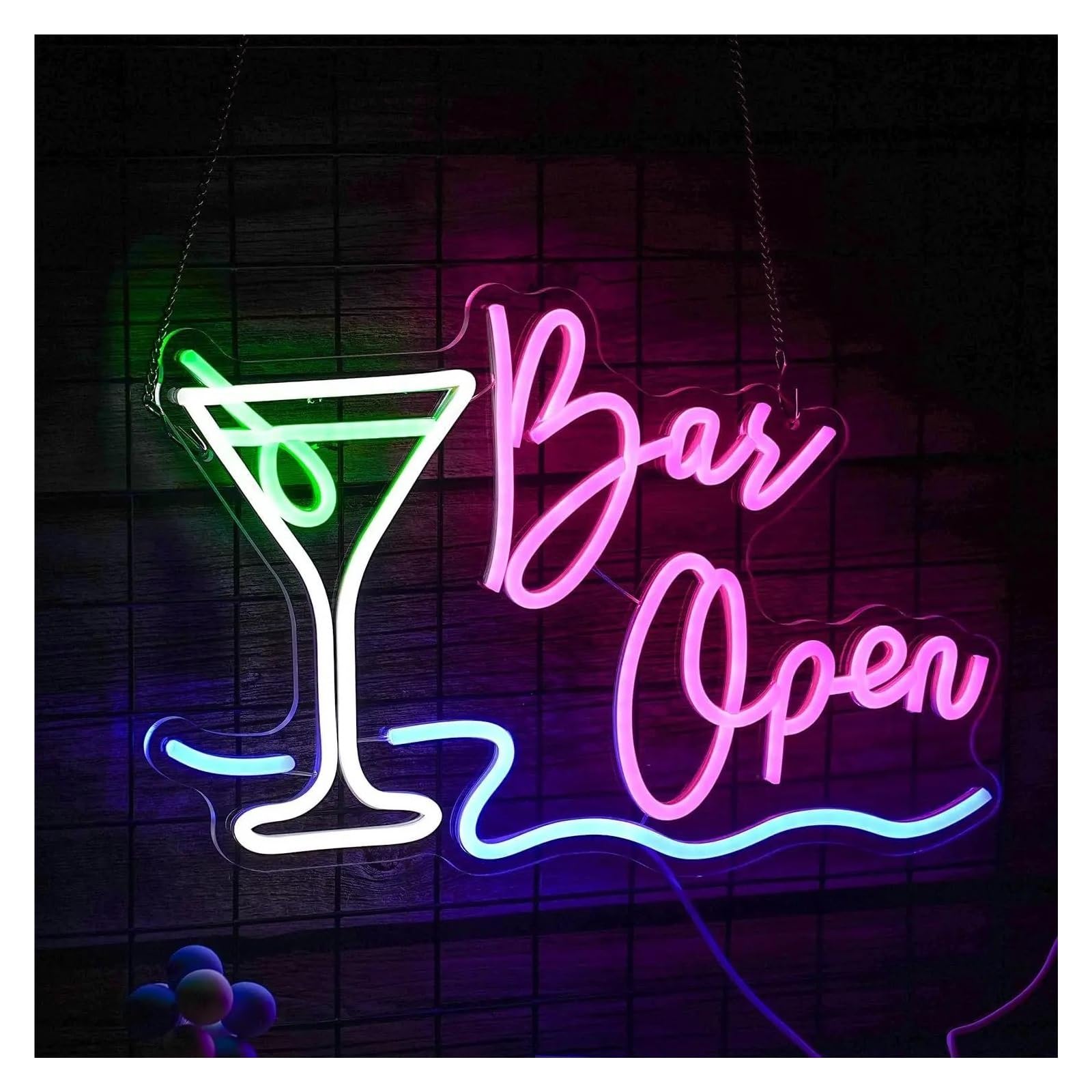 LEMST Sign Lamp Bar Open Neon Sign Cocktail Light Dimmable USB Powered for Bar Club Hotel Man Cave Restaurant Party Decor 42.5cmx28cm