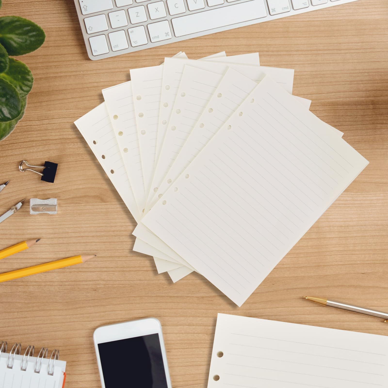 3 Ricariche Carta A5 A Righe | 135 Fogli Per Agenda Filofax | Blocco Note 6 Fori - Foto 6