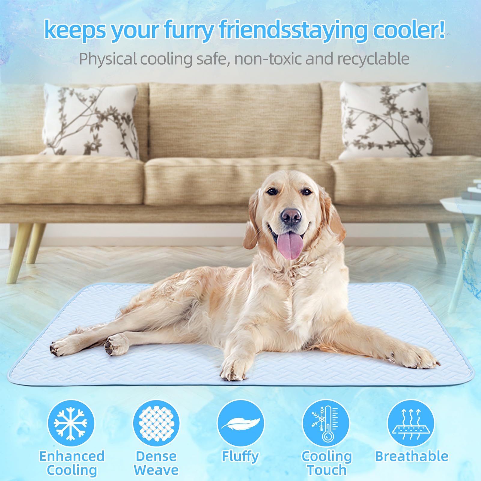 Alfombrilla de refrigeración para Perros | Alfombrilla refrescante para Perros para Camas y Lugares de Dormir, protección contra el Calor para Mascotas, cómoda Alfombrilla para Perros para