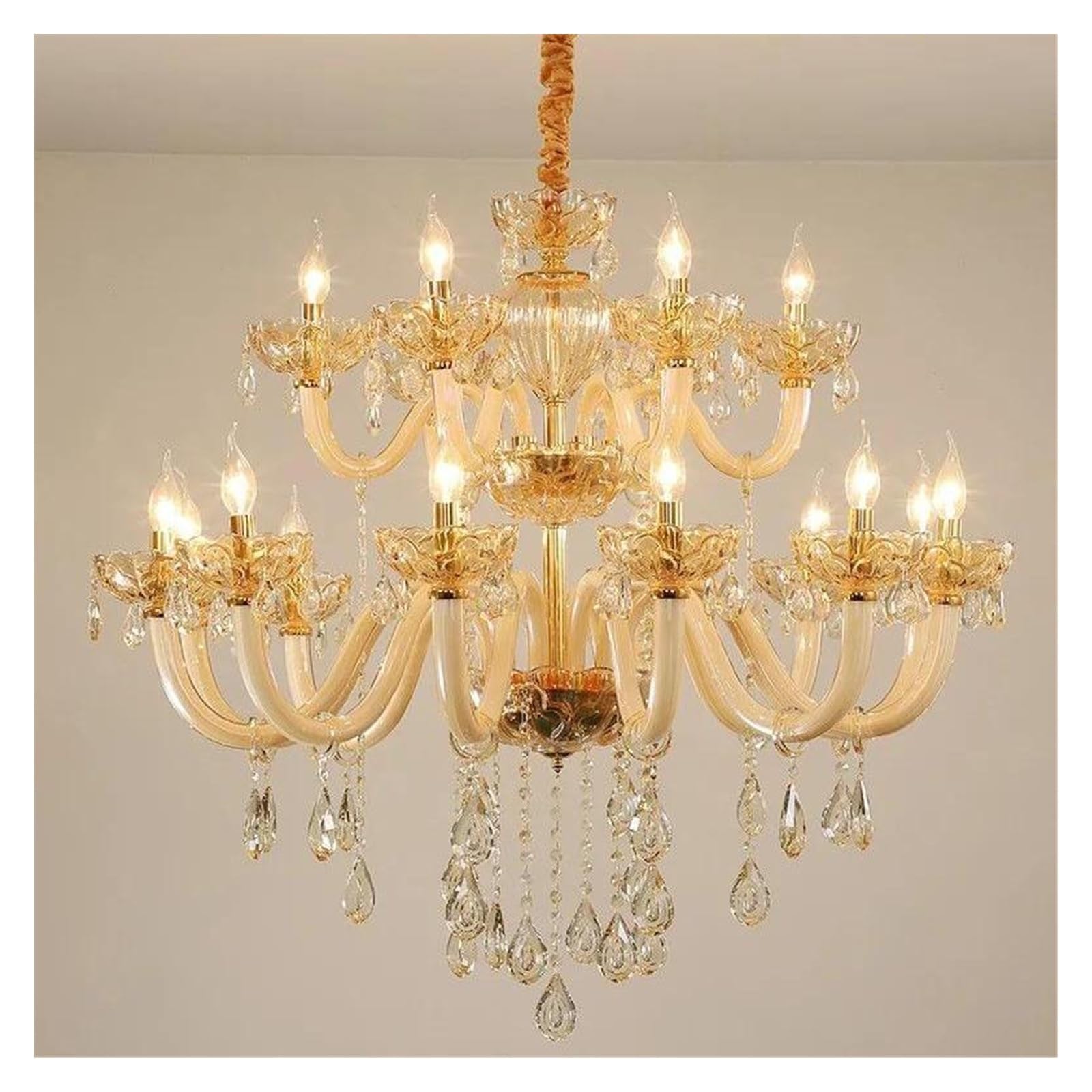 Genérico Lámparas de araña, Lámpara de araña cristal estilo europeo for sala estar, ambiente lujoso, escalera hotel dúplex, luz vela, lámpara LED creativa for dormitorio(Changeable,18 lights A)
