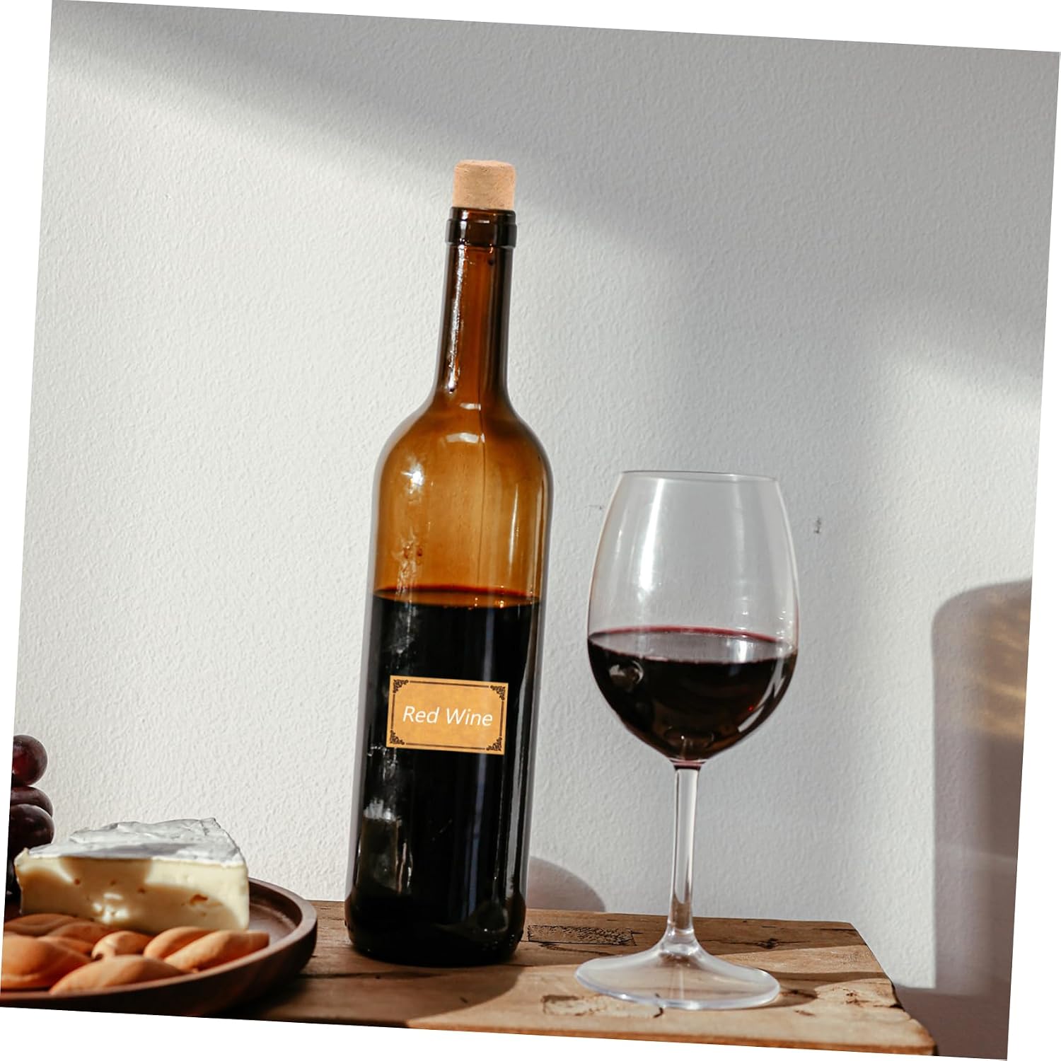 Mobestech 1set Writable Kraft Wine Label Stickers Blank Labels for Wine Bottles Easy Peel and Stick for Homemade