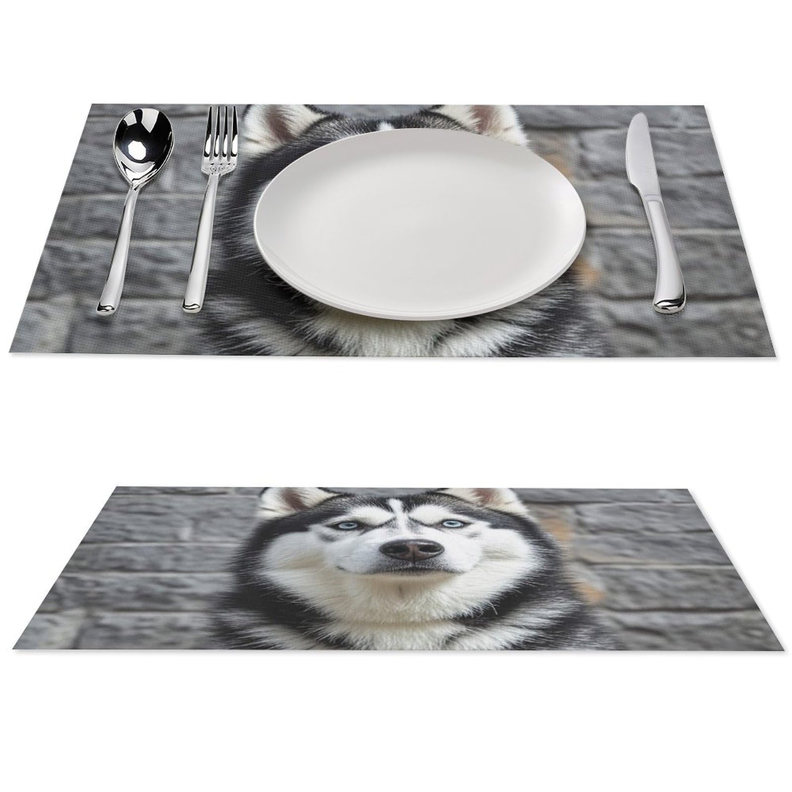 Set de table en PVC pour terrasse et salle à manger au motif husky