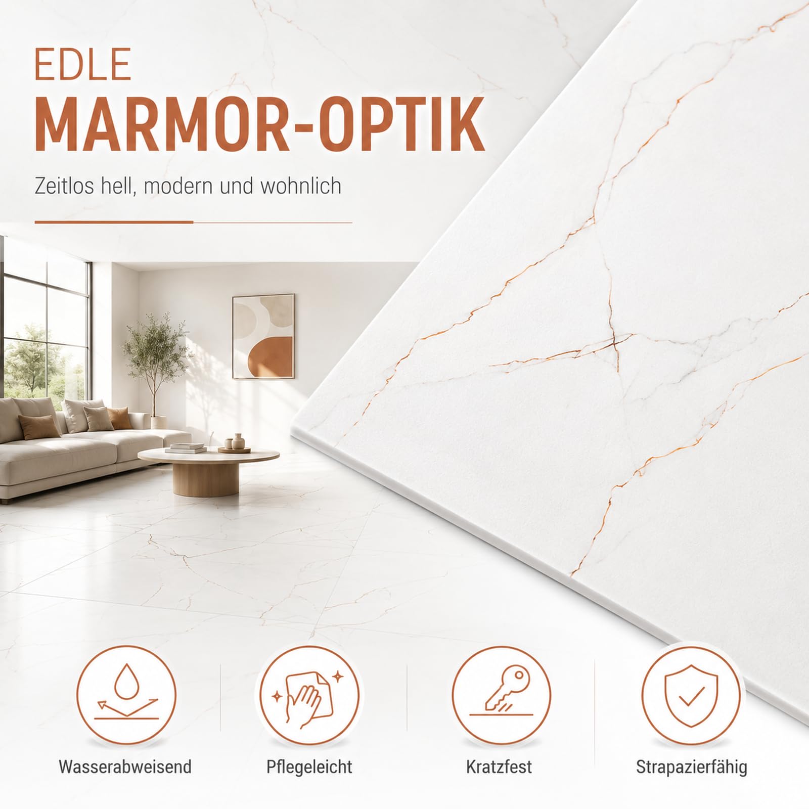 CYEER 40 unidades/3,6 m² revestimiento del suelo autoadhesivo PVC 30 x 30 cm, vinilo autoadhesivo mármol blanco, azulejos autoadhesivos para salón, baño