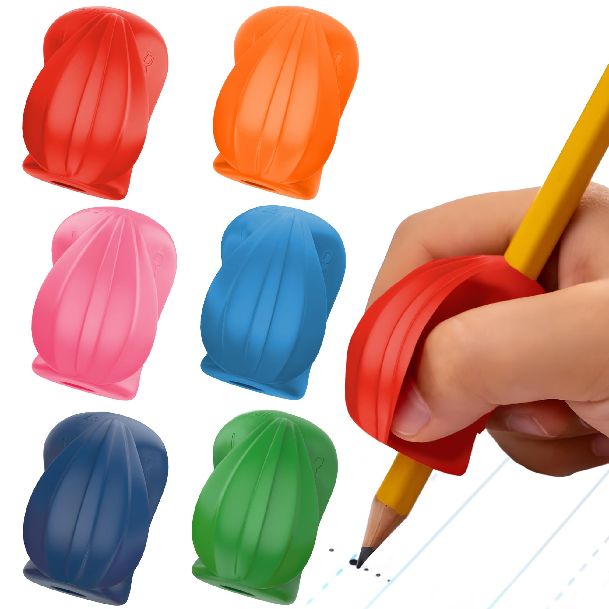 The Pencil Grip Pencil Grips, The Crossover Grip, Ergonomic Writing Aid For Righties And Lefties, Colorful Pencil Grippers, Assorted Classic Colors, 6 Count - TPG-17806