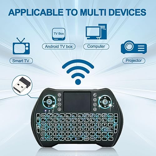 Miniatura 4 de EASYTONE Mini teclado inalámbrico retroiluminado con panel táctil y mouse combinado con batería recargable de iones de litio teclas multimedia,