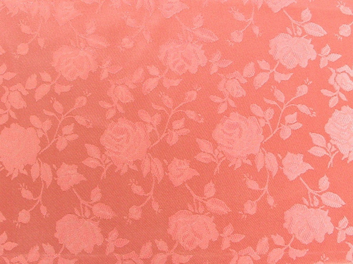 Floral Jacquard Brocade Satin Fabric by The Yard (Coral)