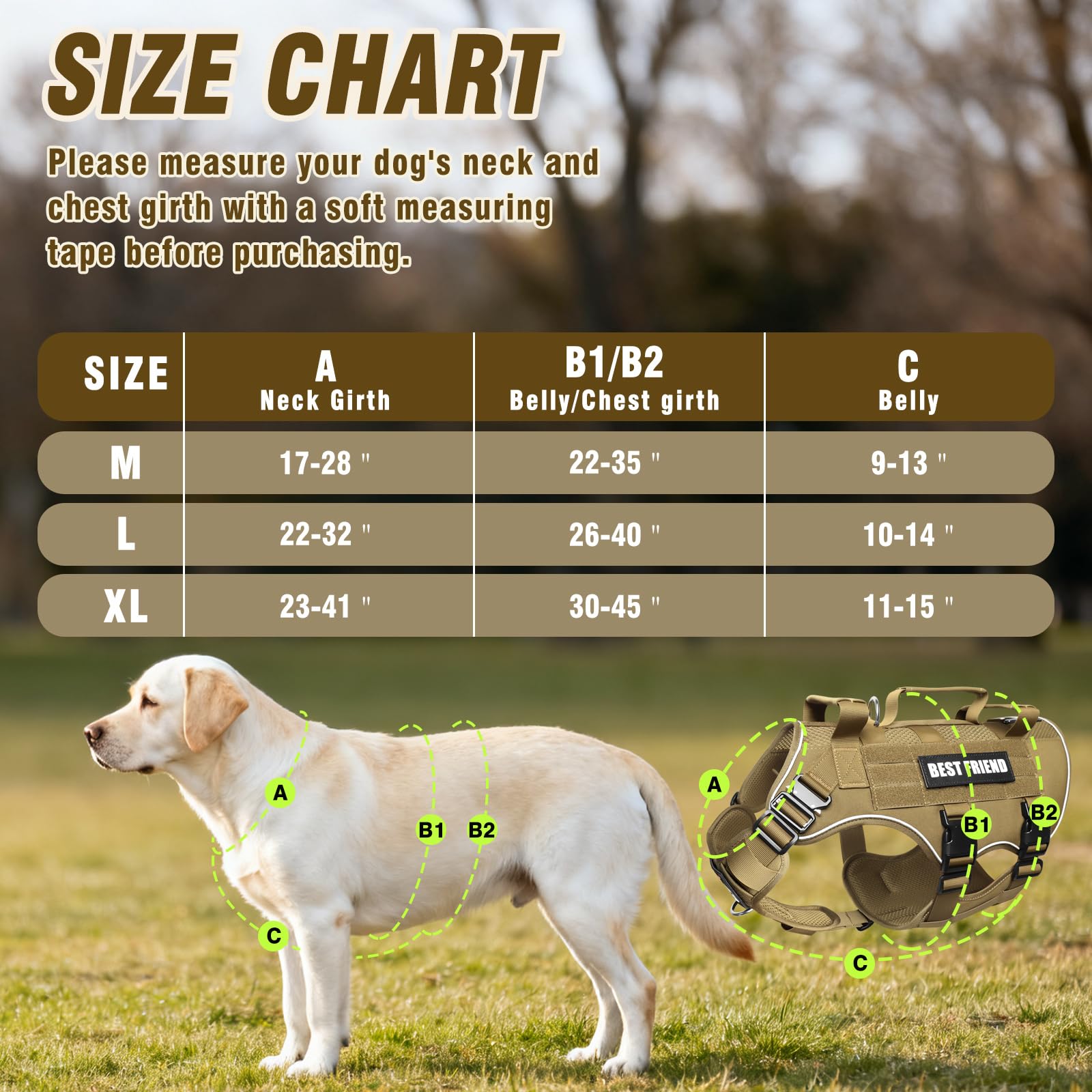 Arnés táctico para perro de tamaño mediano con hebillas de metal, chaleco de malla de aire transpirable, arnés militar Molle con 3 asas duraderas para entrenamiento, senderismo, caza, trabajo