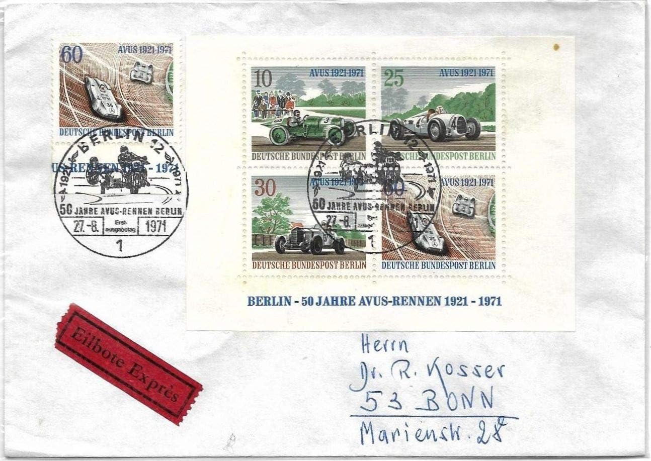 Rare Germany Used Express Special Cancellation Miniature Sheet On Cover # 343