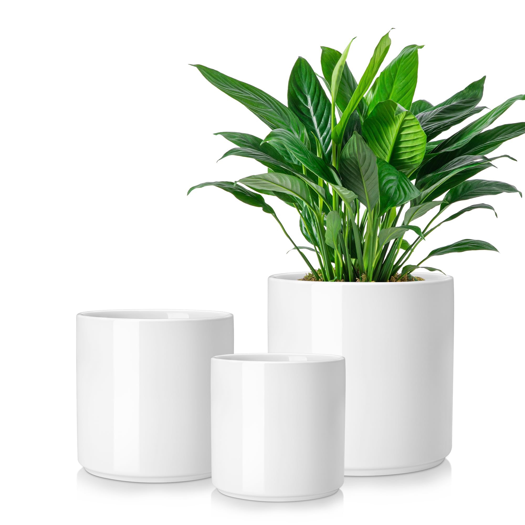 Vancasso 6+8+10 Ceramic Pot for Plants White Set of 3