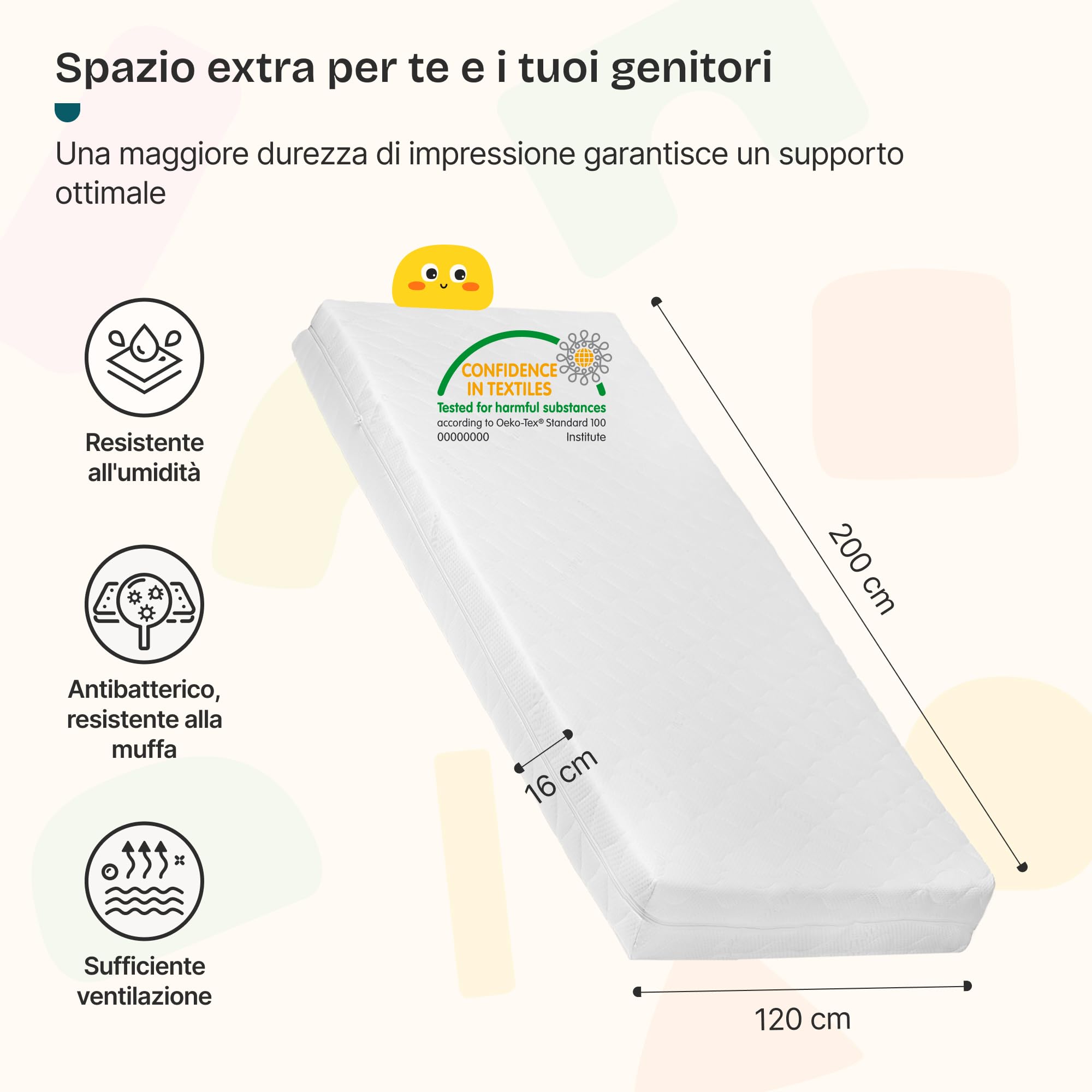 [en.casa] Letto per Cameretta Montessori Letto a Forma di Casetta con Barriera di Protezione per Bambini Struttura in Legno di Pino Materasso a Schiuma Fredda 120x200 cm Grigio Chiaro/Bianco