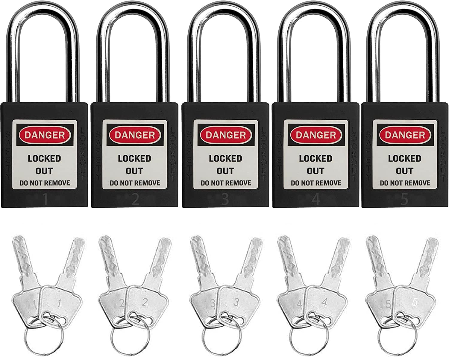 SAFBY Lockout Tagout Locks, Safety Padlock, Keyed Differently Loto Safety Padlocks for Lock Out Tag Out Kits Station (Black NO.1-10)