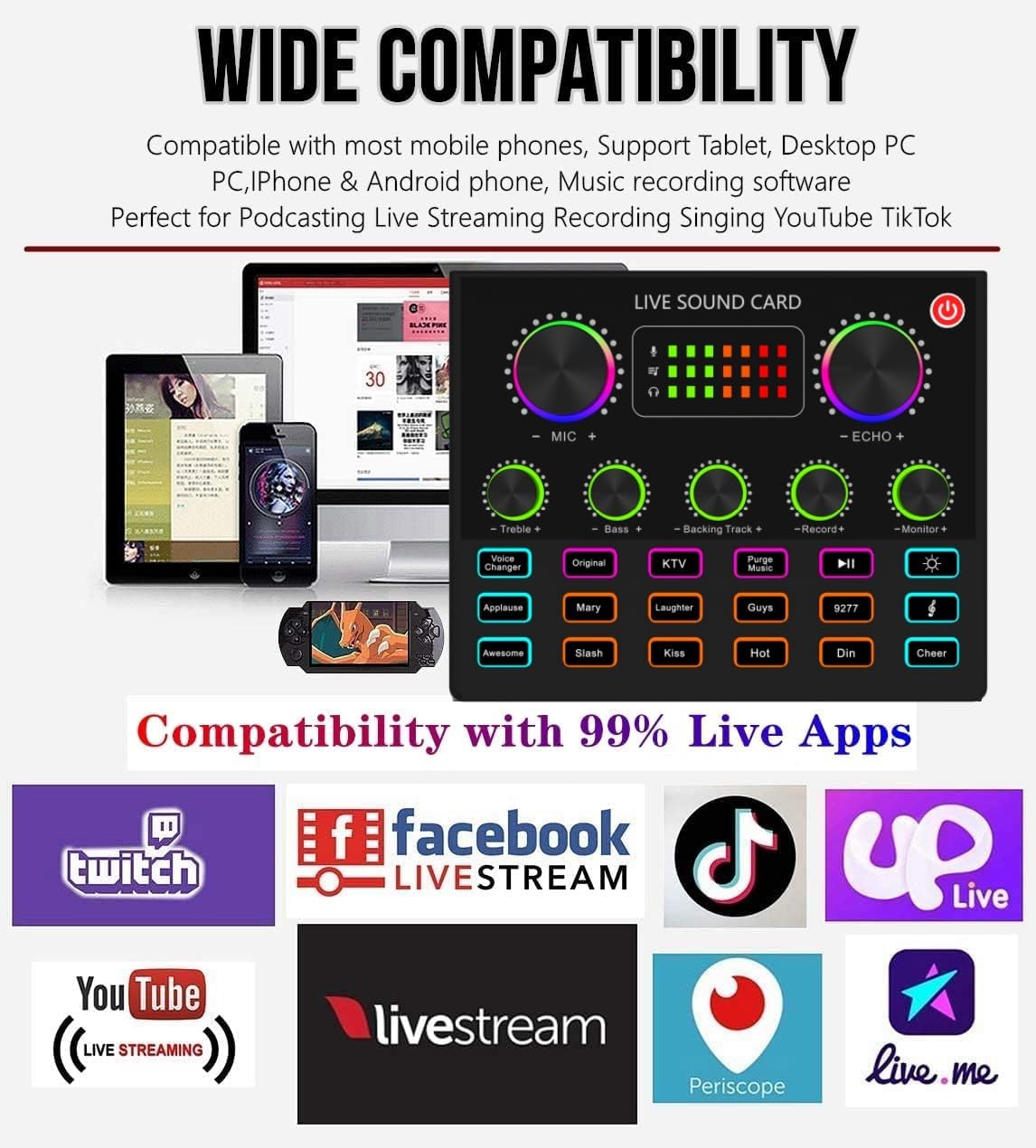 Wide compatibility of sktome V8max podcast equipment