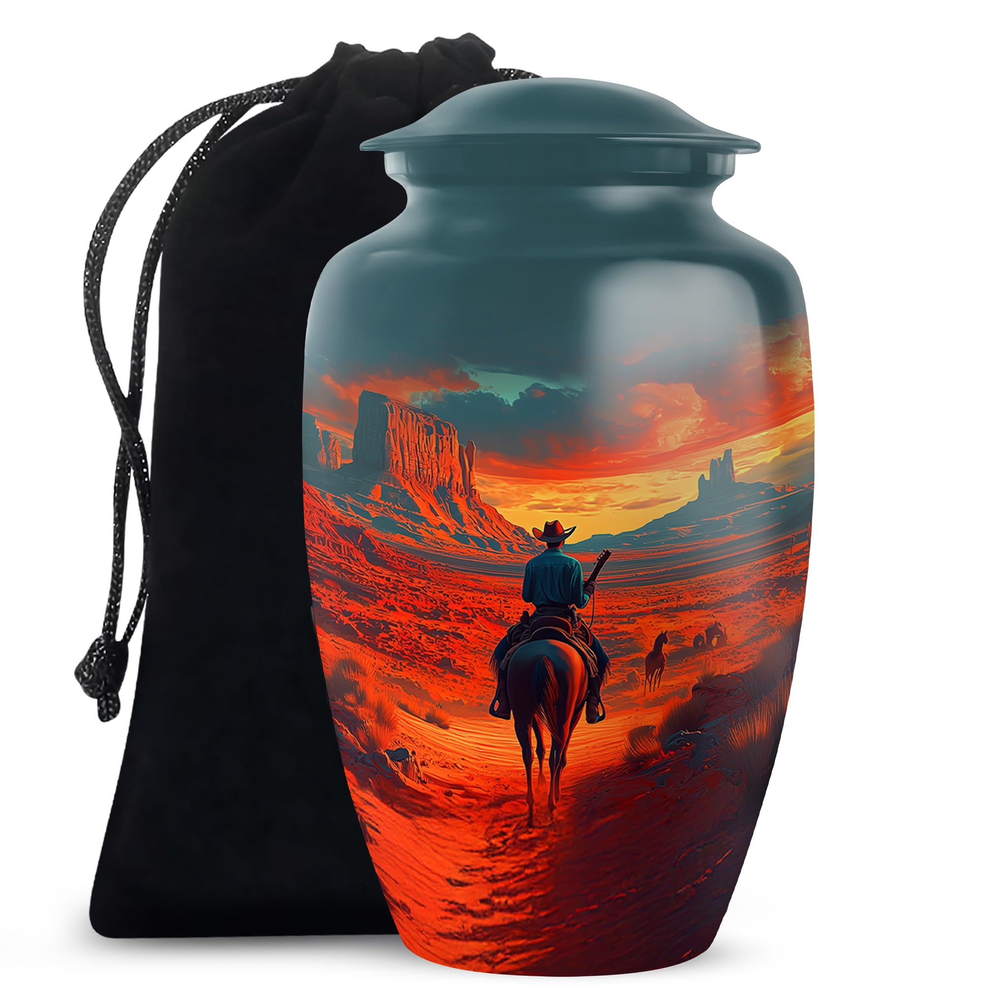 Cowboy Urn - Large Urn for Ashes Adult Male - Urn for Ashes for Women - Cremation Urns for Human Ashes - Urns for Human Ashes - Funeral Urns for Adult Ashes Women - Size 10 Inch