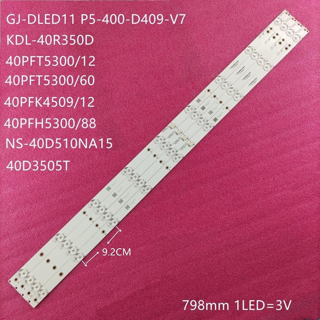 BAVALULED Backlight Strips for P Hilips 40PFT5300/12 40PFT4509/60 40PFT5300/60 Bars GJ-DLEDII P5-400-D409-V7 Bands Rulers 2K15-D2P5-395 (Color : 4PCS 1TV)