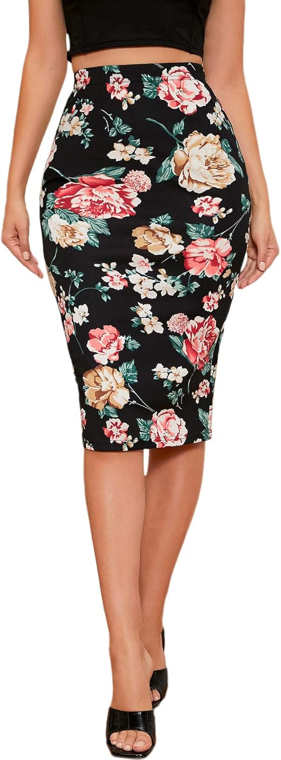 Women's Floral Print High Waist Slim Midi Pencil Nigeria Ubuy
