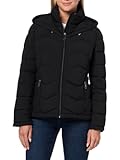 womens Stretch Fabric Puffer Jacket With Hood – Warm Quilted Zip Front Coat